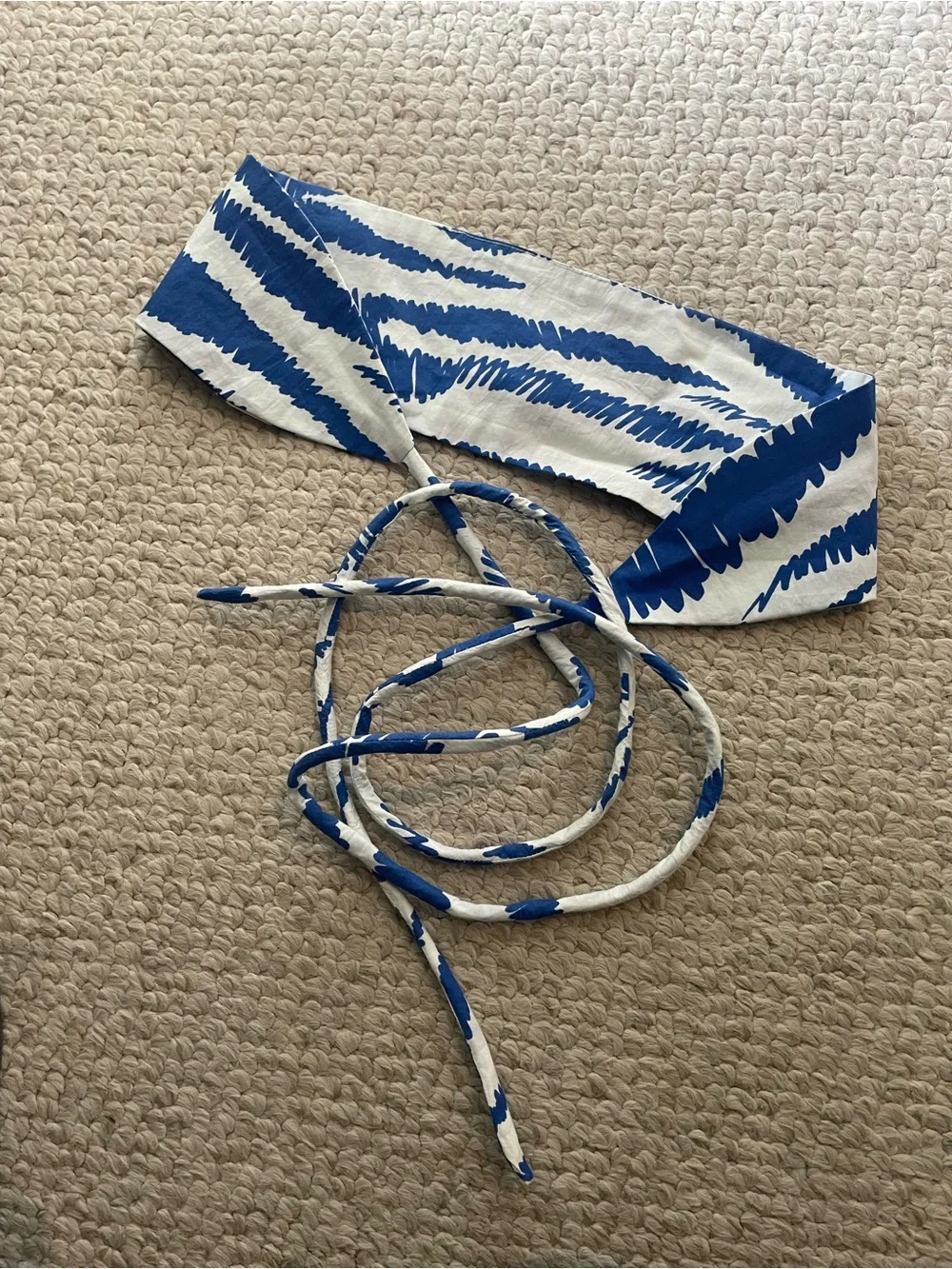 Oliphant Blue and White Ikat Tokyo Belt